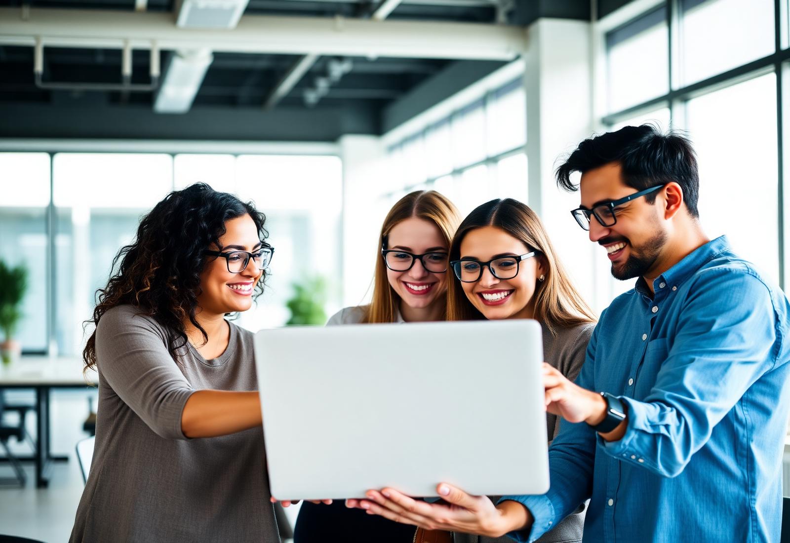 Equipo de empresa usando lentes